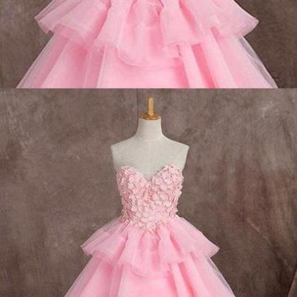 Pink Tulle A Line Long Prom Dresses Plus Size..