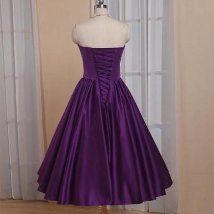 Simple Purple Satin Short Homecoming Dress, Short..