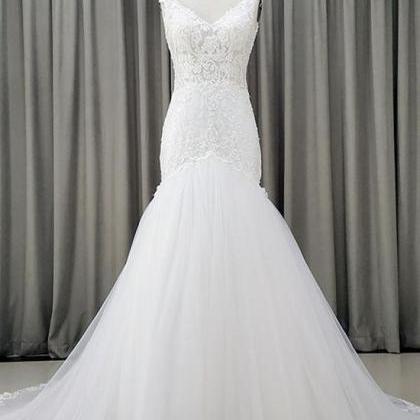 Fashion V-neck Mermaid Wedding Dresses 2020 Custom..
