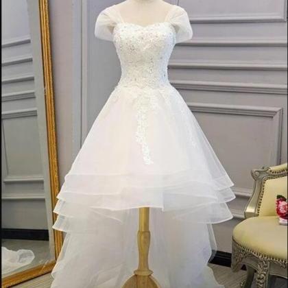 Beautiful Cap Sleeves High Low Layers Tulle..