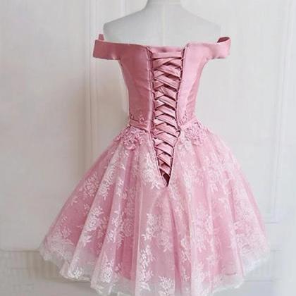 Pink Lace Short Homecoming Dress Ball Gown Girls..