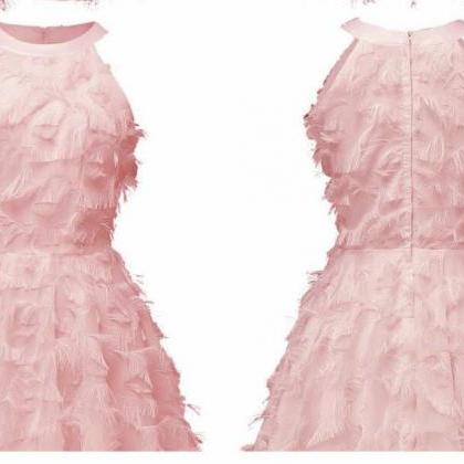 Strapless Light Pink Women Short Summer Dress A..