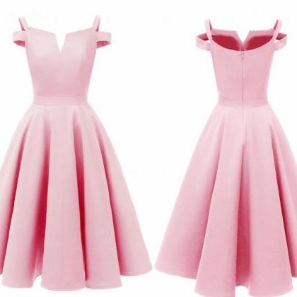 Pink Satin Short Homecoming Dress Women Summer..