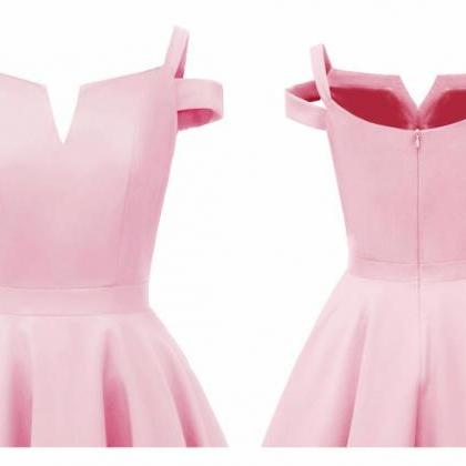 Pink Satin Short Homecoming Dress Women Summer..
