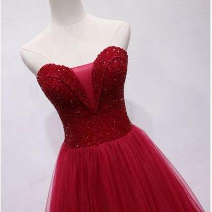 Plus Size Red Sequin Beaded Long Prom Dresses..