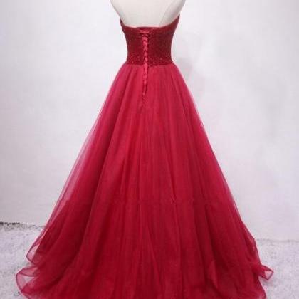 Plus Size Red Sequin Beaded Long Prom Dresses..