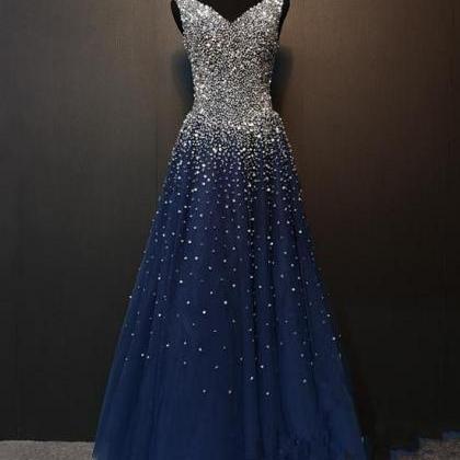 Luxury Beaded Crystal Long Prom Dress Sweetheart..