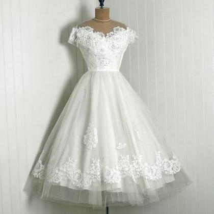 White Tulle Lace Short Homecoming Dress A Line..