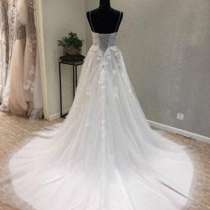 Arribal White Tulle Lace Wedding Dresses Sweet..