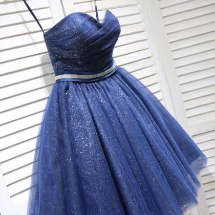 Sexy Navy Blue Sequin Ball Gown Homecoming Dresses..