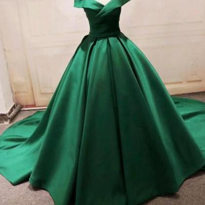 Green Satin Ball Gown Quinceanera Dresses 2020..