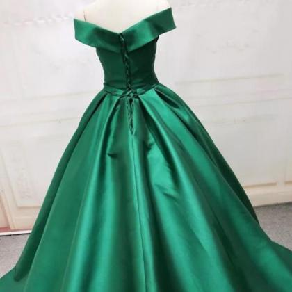 Green Satin Ball Gown Quinceanera Dresses 2020..