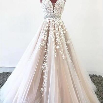 Custom Made A Line Lace Prom Dresses 2020 Beaded..