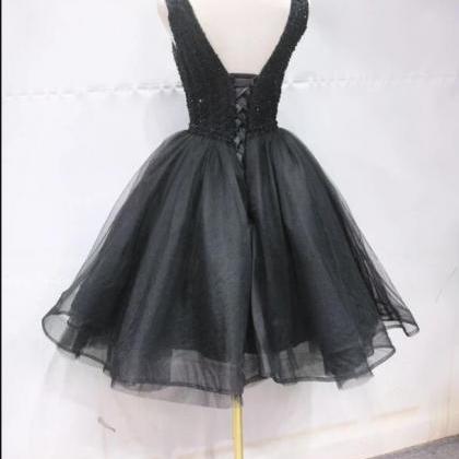 Black Tulle Beaded Ball Gown Homeco..