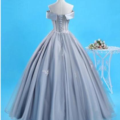 Unique Gray Tulle Lace Up Floor Length Senior Prom..