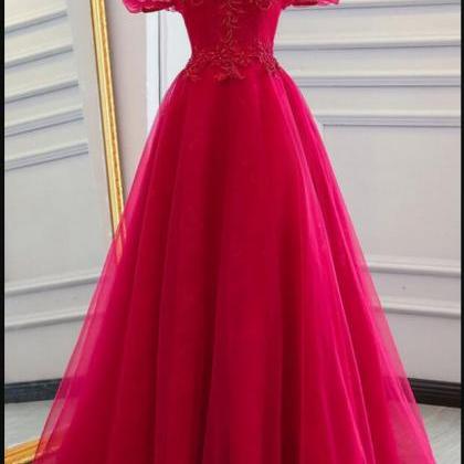 Fuchsia Tulle Long Prom Party Dresses 2020formal..