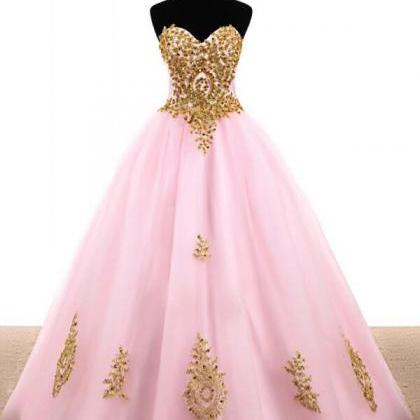 Off Shoulder Pink Tulle A Line Long Prom Dresses..