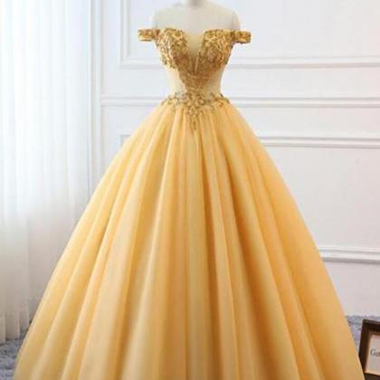 Plus Size Gold Champagne Ball Gown Quinceanera..