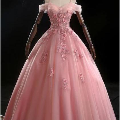 Sweet 16 Quinceanera Party Dress A Line Pink Tulle..