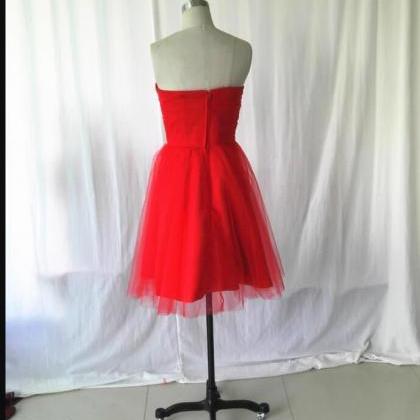 Red Tulle Short Homecoming Dress A Line Women..