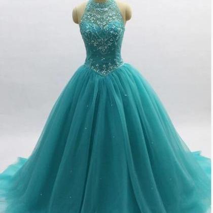 Luxury Beaded High Neck Ball Gown Quinceanera..