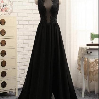 Plus Size Black Lace Long Prom Dress Strapless..