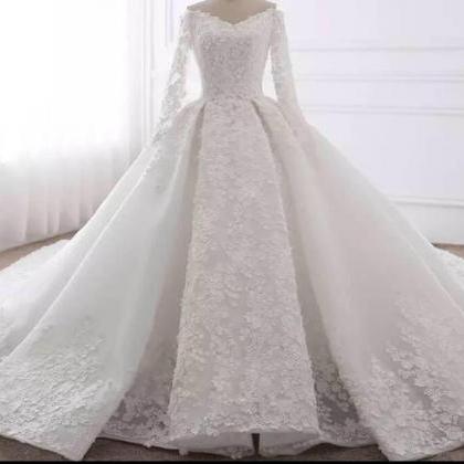 White Lace Ball Gowns Wedding Dresses Custom Made..