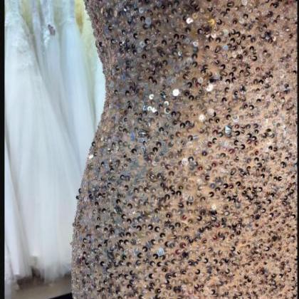 Luxury Beaded Crystal Tulle Light Champagne..