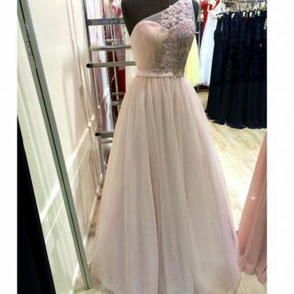 Sexy One Shoulder Tulle Prom Dress, A Line Tulle..