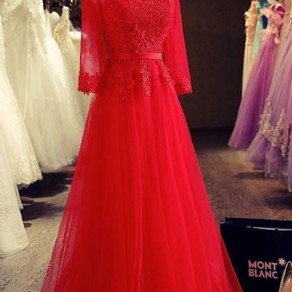 Sexy Red Tulle Long Prom Dresses Custom Made A..