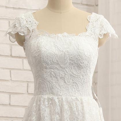 White Lace Short Wedding Dresses A Line Women Pary..