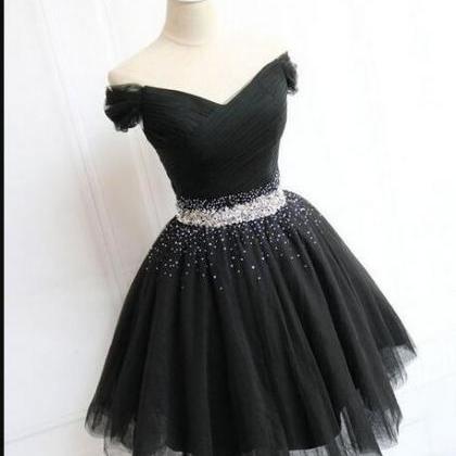 Shiny Sweet 16 Prom Dress Black Tulle Short..