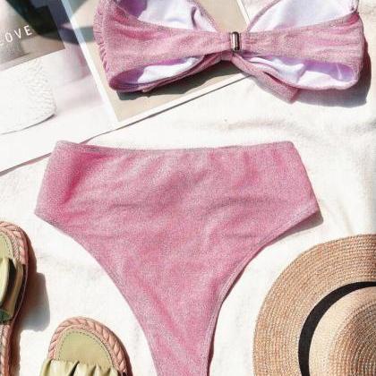 Pink Two pieces bikini set swimsuit..
