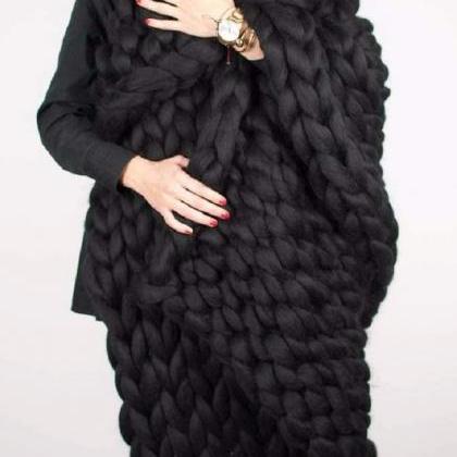 Size 40x80Inches Chunky Knit Blanke..