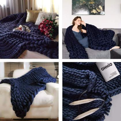 Size 40x80Inches Chunky Knit Blanke..