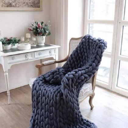 Size 40x80Inches Chunky Knit Blanke..