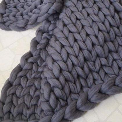 Size 32x40inches Knit Blanket Merino Wool Arm..