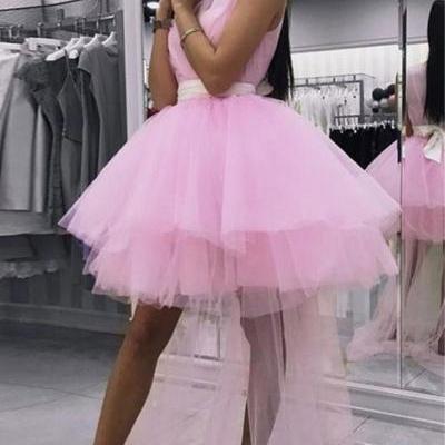 New Arrival pink Tulle Homecoming Dress Custom Made Prom Party Gowns , Plus Size Wedding Party Gowns .
