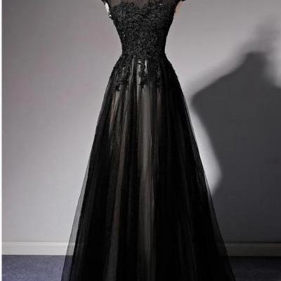 Black High Neck Lace A Line Long Prom Dresses Custom Made Womem Party Gowns ,Cheap Women Gowns , Long Dress For Teens 2020