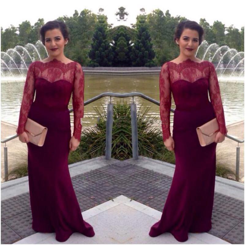 Burgundey Bridesmaid Dresses Long Sleeves
