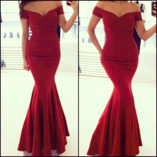 Pretty Red Satin Mermaid Off Shoulder Prom Dresses, Off Shoulder Party Dresses, Evening Gown, Formal Gowns,red Grduation Dresses,