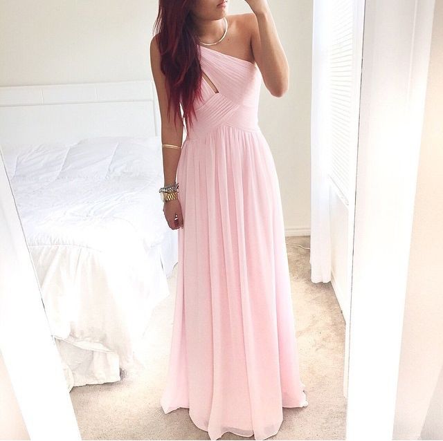 Pretty Pink One-shoulder Simple Prom Dress , Prom Dresses, Simple Prom Dresses , Prom Gown, Evening Dresses,formal Gowns, Party Dresses Pink