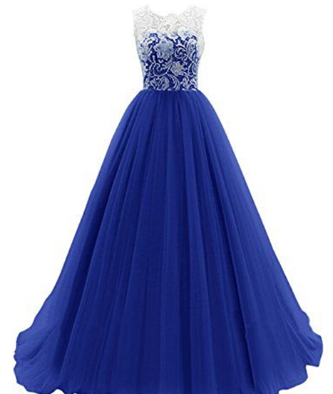 Gorgeous Royal Blue Puffy Lace Tulle Prom Gowns 2018, Royal Blue Sweet 16 Dresses, Evening Gowns,royal Blue Prom Dresses, Arabic Evening Dress