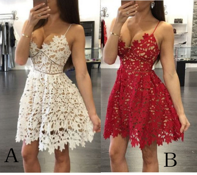 Lace Homecoming Dress,spaghetti Straps Homecoming Dress,unique V-neck Homecoming Gown,mini Graduation Dress,prom Dress For Teens,2018 Sexy Short