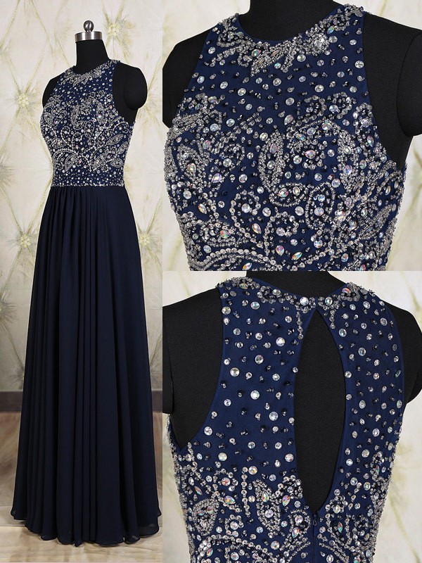 Prom Dresses,evening Dress,party Dresses,navy Blue Prom Dresses,elegant Evening Dresses,long Formal Gowns,beaded Party Dresses,chiffon Pageant