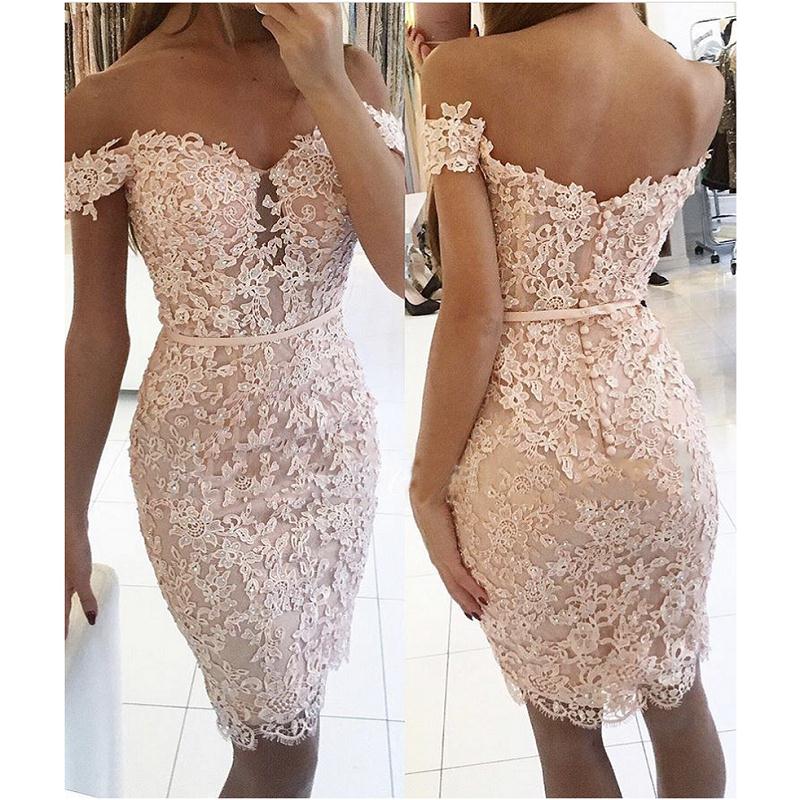 Lace Homecoming Dresses, Sexy Short Sheath Off-the-shoulder Homecoming Dress 2018, Sexy Lace Evening Dress, Short Prom Dress, Lace Prom Dress,