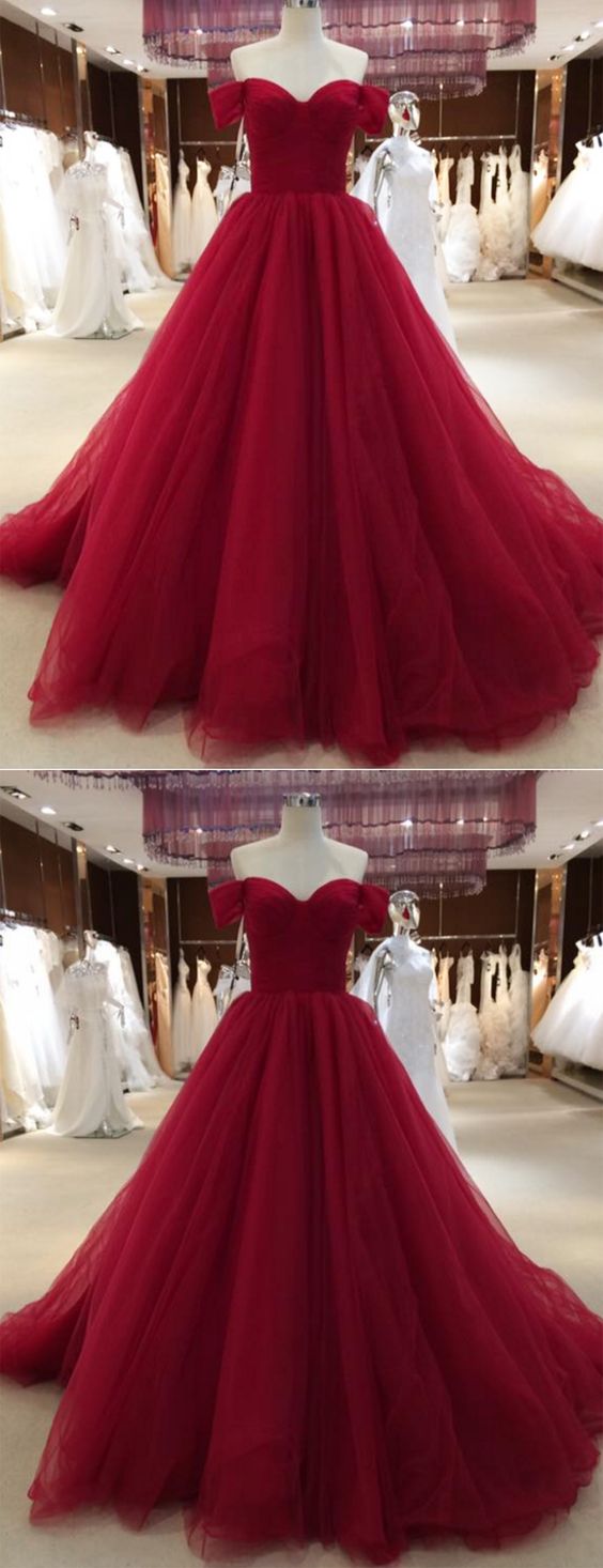 Plus Size Burgundy Ruffle Formal Evening Dresses 2018 Off Shoulder Tulle Women Prom Dresses Custom Made A Line Arabic Prom Gowns