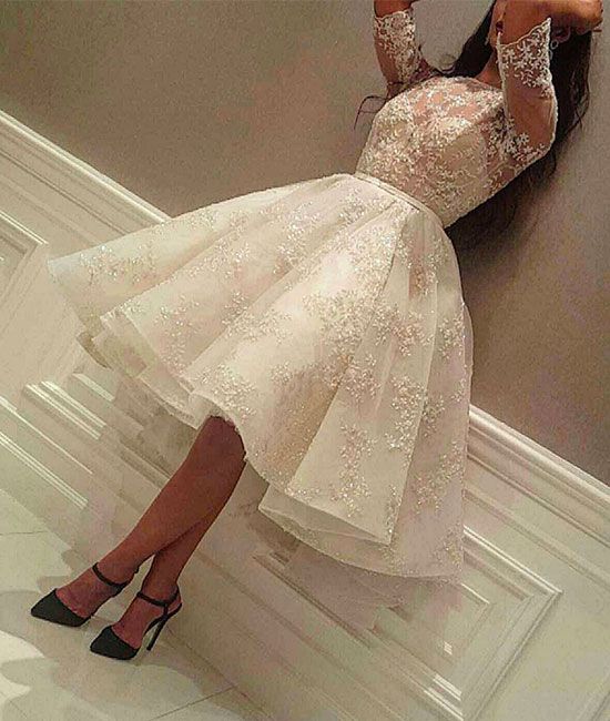 Half Sleeves Short Homecoming Dresses,party Dress With Lace,evening Dresses,short Homecoming Dresses, Wedding Party Gowns