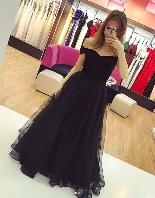 Charming Prom Dress, Tulle Prom Dresses, Long Evening Dress, Formal Gown,2018 Black Tulle Long Evening Dress , Wedding Party Gowns . Prom Gowns