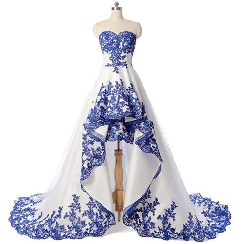 royal blue high low bridesmaid dresses